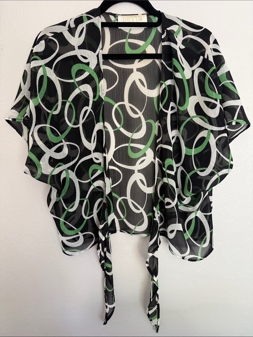 Sheer layering tie-front blouse